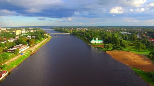 Aerial view on Pskov old town — Stock Video