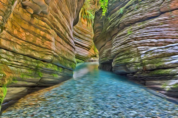 Hermoso cañón con rocas y agua aún cristalina —  Fotos de Stock