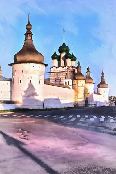 Farbenfrohe Malerei von Rostov Kremlin — Stockfoto