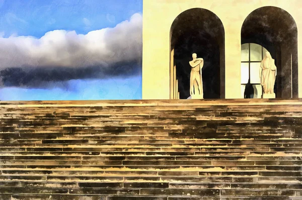 Барвисті живопис Палаццо делла Civilta Italiana — стокове фото