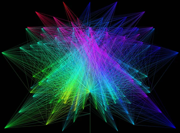 3D ilustracja kolorowy geometryczne schematem połączenia struktury — Zdjęcie stockowe