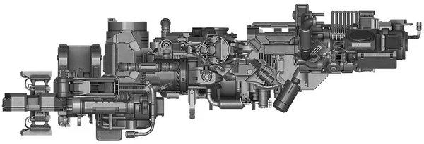 3D illustration av abstrakt industriell utrustning teknik — Stockfoto