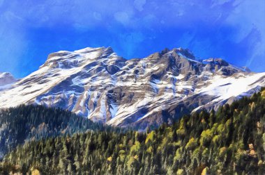 Kafkas dağlarının renkli resmi