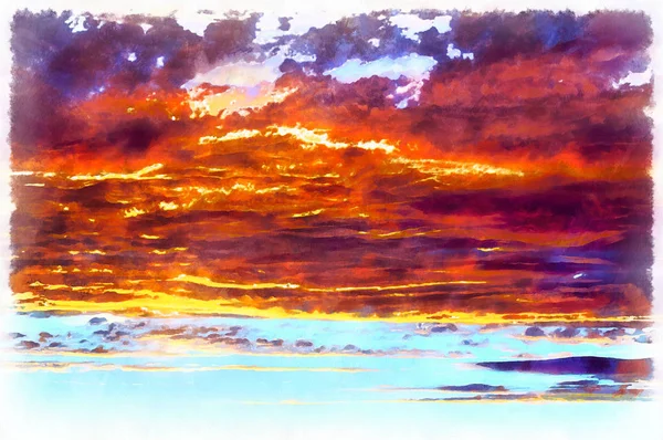 Σύννεφα στο ηλιοβασίλεμα ουρανό πολύχρωμη ζωγραφική — Φωτογραφία Αρχείου