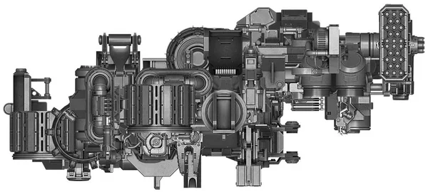 Ilustracja 3D Abstrakcja urządzeń przemysłowych technologii — Zdjęcie stockowe