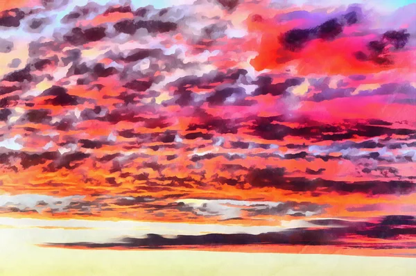 Wolken am Sonnenuntergang Himmel bunte Malerei — Stockfoto