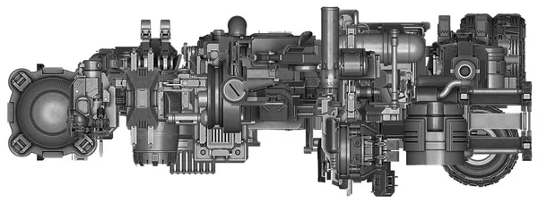 Ilustração 3d de tecnologia de equipamentos industriais abstratos — Fotografia de Stock