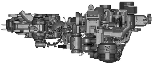 Ilustração 3d de tecnologia de equipamentos industriais abstratos — Fotografia de Stock