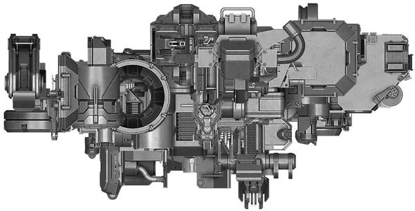 추상적인 산업 장비 기술의 3d 그림 — 스톡 사진