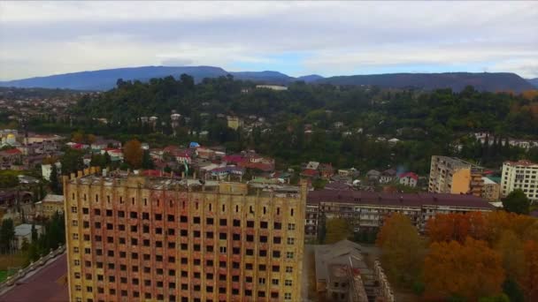 Aerial view on destroyed building of parliament — Stock Video