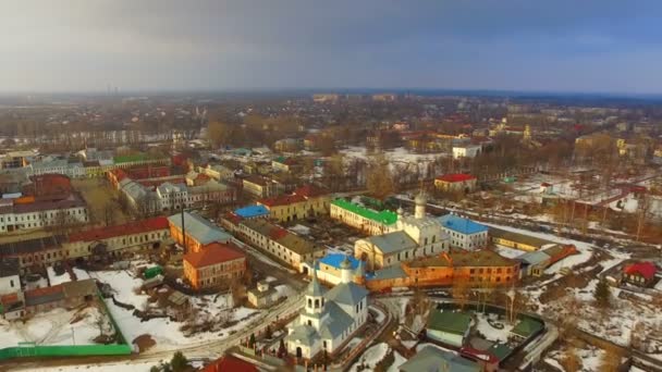 Aerial view of the monastery of the Nativity of the Vrgin — Stock Video