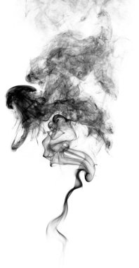 Siyah fantezi beyaz arka plan üzerinde duman