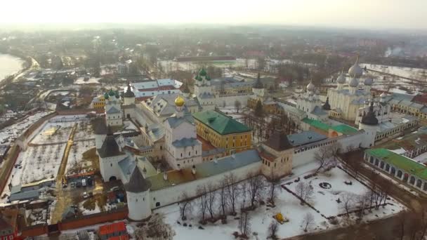 Letecký pohled na Kreml Rostov — Stock video