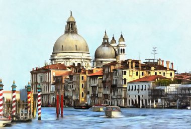 Santa Maria della Salute Kilisesi'nin kubbe renkli resim
