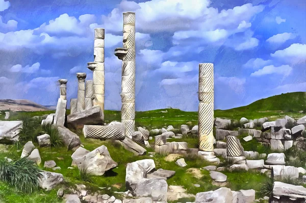 Pintura colorida de la ciudad romana Apamea — Foto de Stock