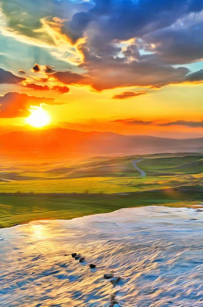Барвисті картини заходу сонця в долині — стокове фото