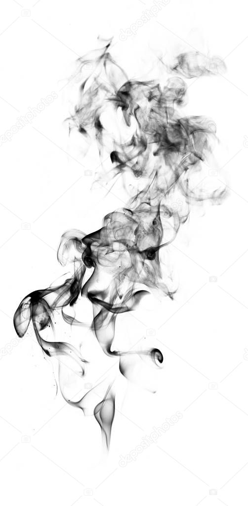 Black fantasy smoke on white background