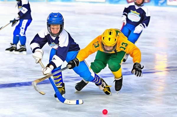 Colorful painting of ice hockey competition — Stock Photo, Image