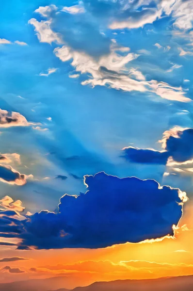 Malowanie kolorowe niebo o zachodzie słońca — Zdjęcie stockowe
