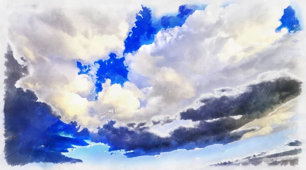 Pintura colorida de paisaje nublado dramático — Foto de Stock