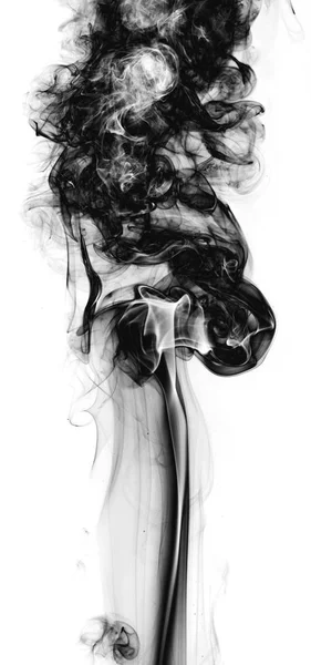 Черный дым фантазии на белом фоне — стоковое фото