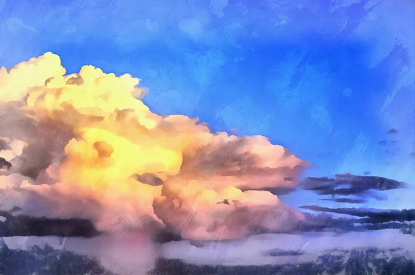 Nuvens sobre a atmosfera do pôr-do-sol da paisagem marinha — Fotografia de Stock