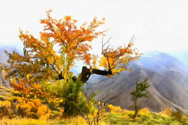 Vista del solitario árbol de otoño —  Fotos de Stock