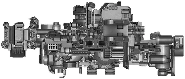 Soyut endüstriyel ekipman teknoloji 3D çizimi — Stok fotoğraf