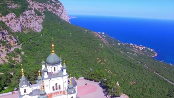 Вид с воздуха на церковь Воскресения Христова — стоковое видео
