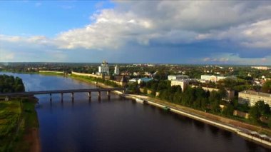 Pskov eski şehir üzerinde havadan görünümü