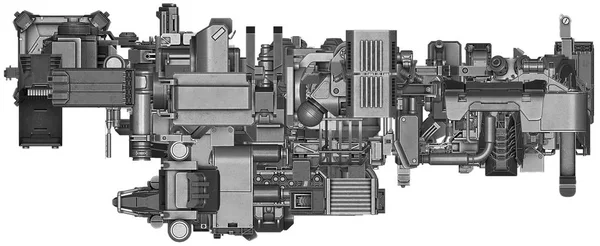 추상적인 산업 장비 기술의 3d 그림 — 스톡 사진