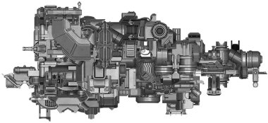 soyut endüstriyel ekipman teknoloji 3D çizimi