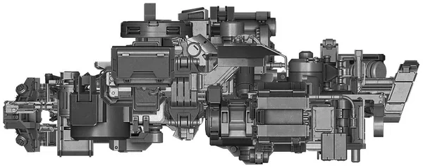 추상적인 산업 장비 기술의 3d 그림 — 스톡 사진