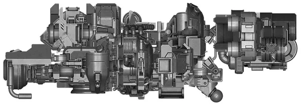 Ilustração 3d de tecnologia de equipamentos industriais abstratos — Fotografia de Stock