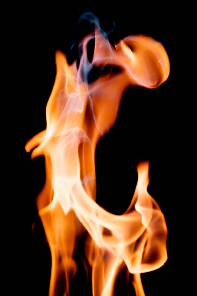 Close up view of natural flame with smoke — Stock Photo, Image