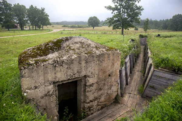 Vista sobre viejo bunke de hormigón militar — Foto de Stock