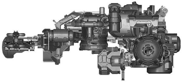 Ilustración 3d de la tecnología abstracta de equipos industriales — Foto de Stock