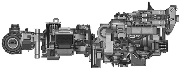 Ilustração 3d de tecnologia de equipamentos industriais abstratos — Fotografia de Stock