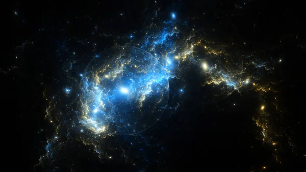 Soyut fraktal illüstrasyon galaksi gibi görünüyor.