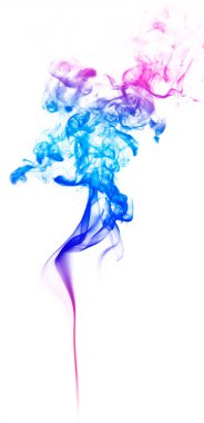 Renkli fantezi beyaz arka plan üzerinde duman