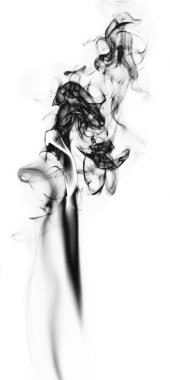 Siyah fantezi beyaz arka plan üzerinde duman