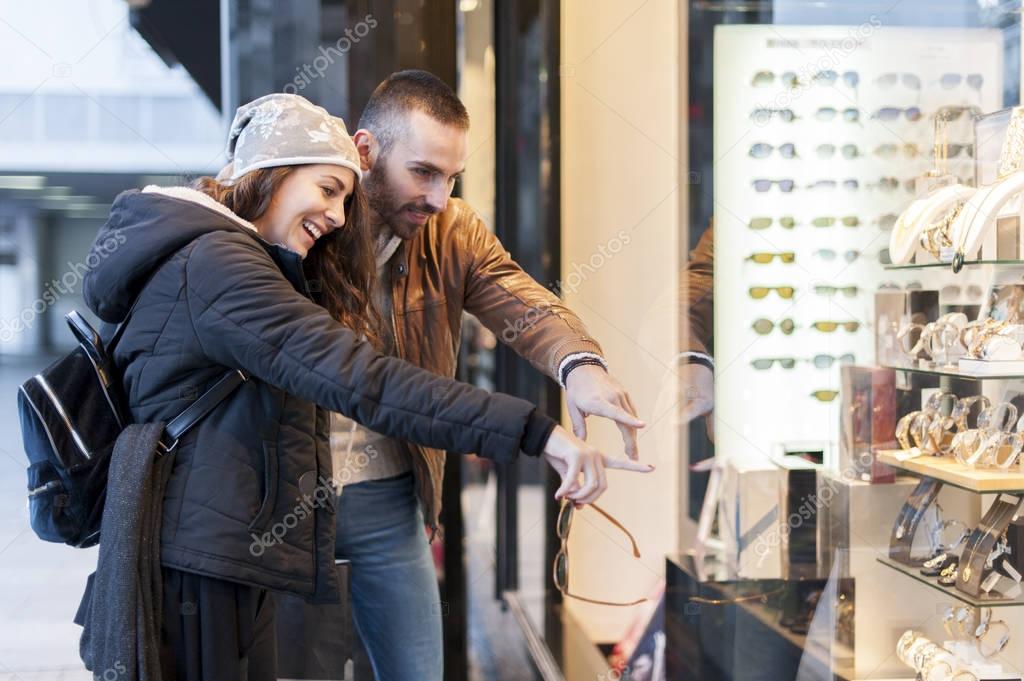 Shopping couple on the street