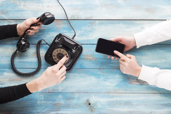 Old and new phones — Stock Photo, Image
