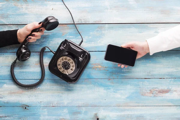 Old and new phones — Stock Photo, Image