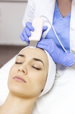 Ultrasound cavitation, face skin cleansing clipart
