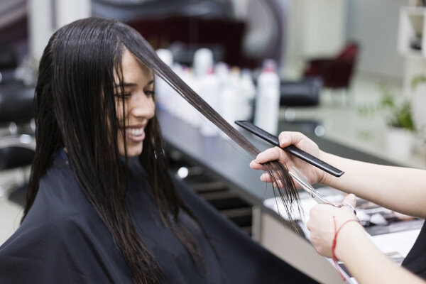 Woman in a hair salon, Haircut