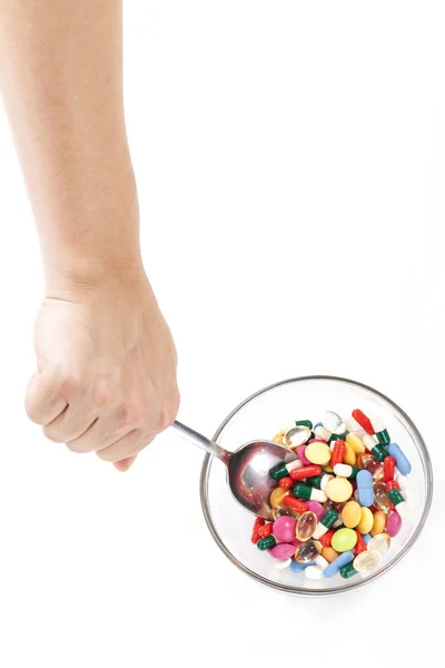 Molte pillole colorate — Foto Stock