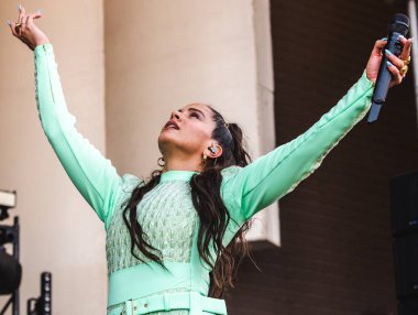 Chicago, Illinois / ABD - 4 Ağustos 2019 Pazar günü İspanyol flamenko yıldızı Rosalia, Grant Park, Chicago 'daki Lollapalooza müzik festivalinde sahne aldı..
