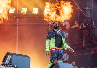 Chicago, Illinois / ABD - 4 Ağustos 2019 Pazar: Rapçi Meek Mill Grant Park, Chicago 'daki Lollapalooza' da sahne aldı.