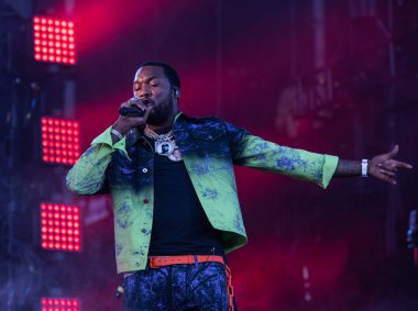 Chicago, Illinois / ABD - 4 Ağustos 2019 Pazar: Rapçi Meek Mill Grant Park, Chicago 'daki Lollapalooza' da sahne aldı.